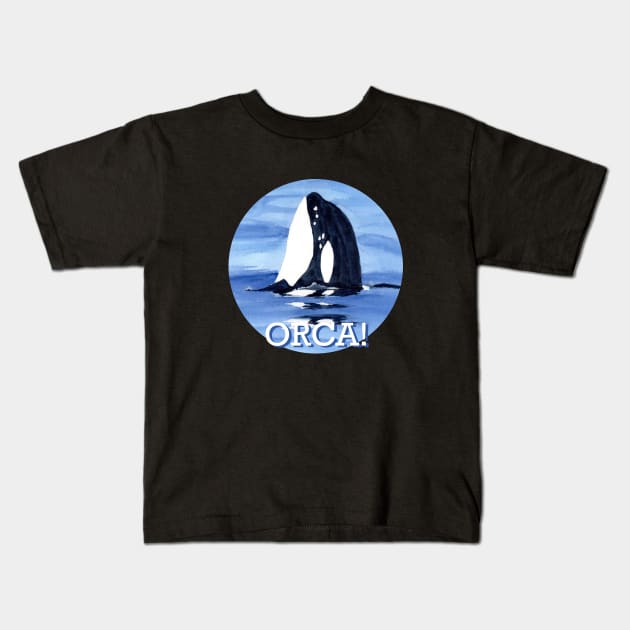 Orca! PNW Watercolor Painting Kids T-Shirt by MMcBuck